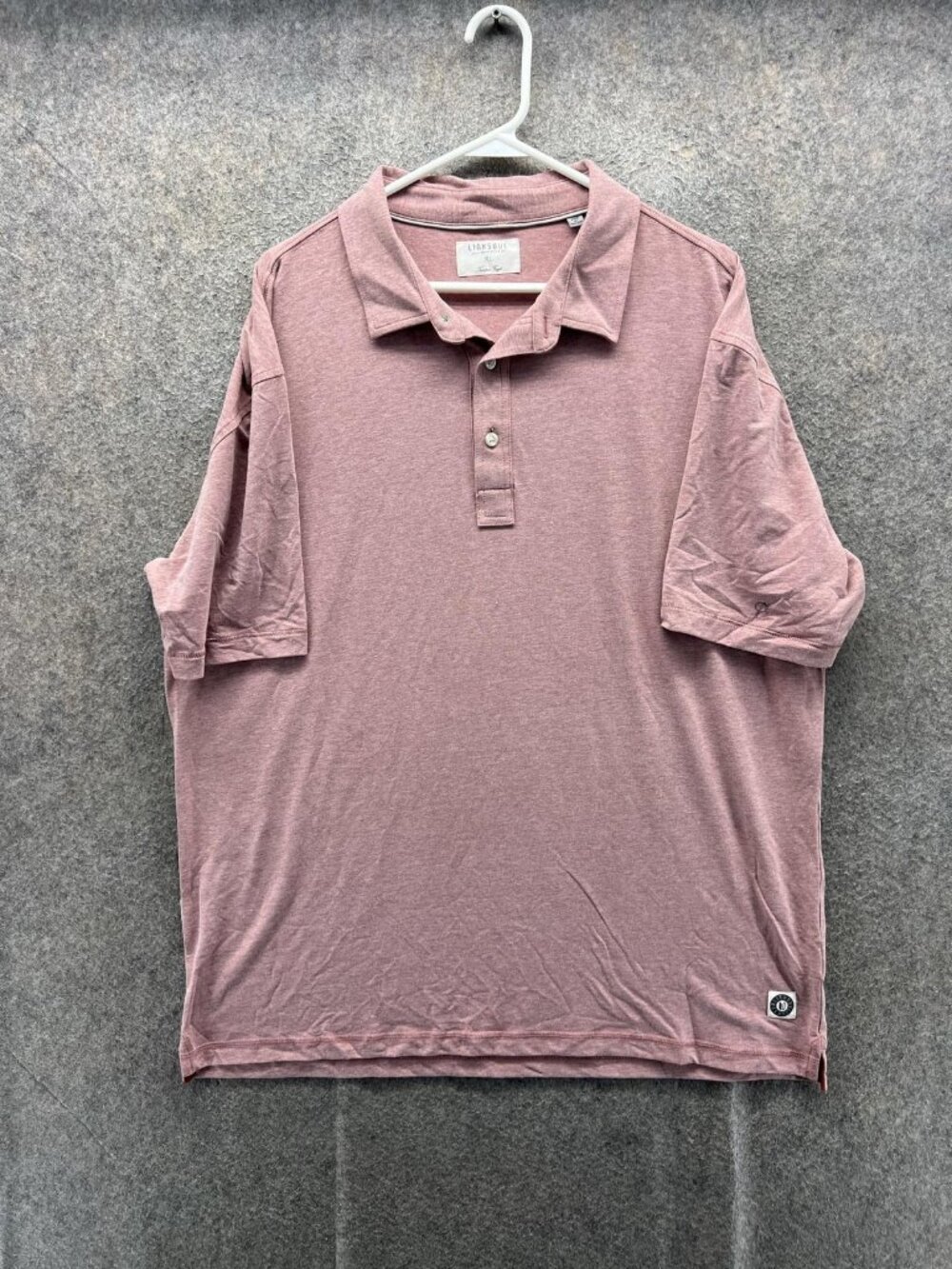 Linksoul Polo Shirt Mens XL Pink Tempus Fugit Stretch Golf Casual Soft Knit